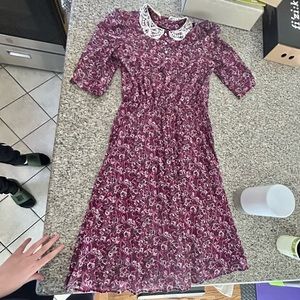 Summer Vintage floral with lace trim collar dress ⚡️⚡️